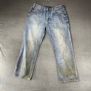 Rock & Roll Denim Mens Loose Straight Leg Cowboy Jeans Workwear 34x30 DIRT STAIN